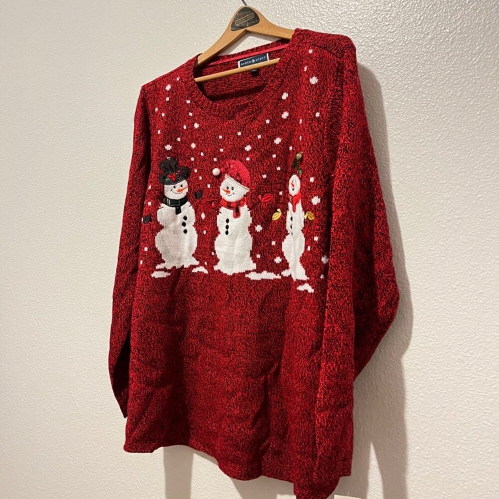 Karen Scott Snowman Holiday Sweater Size 2X Plus Holiday Christmas